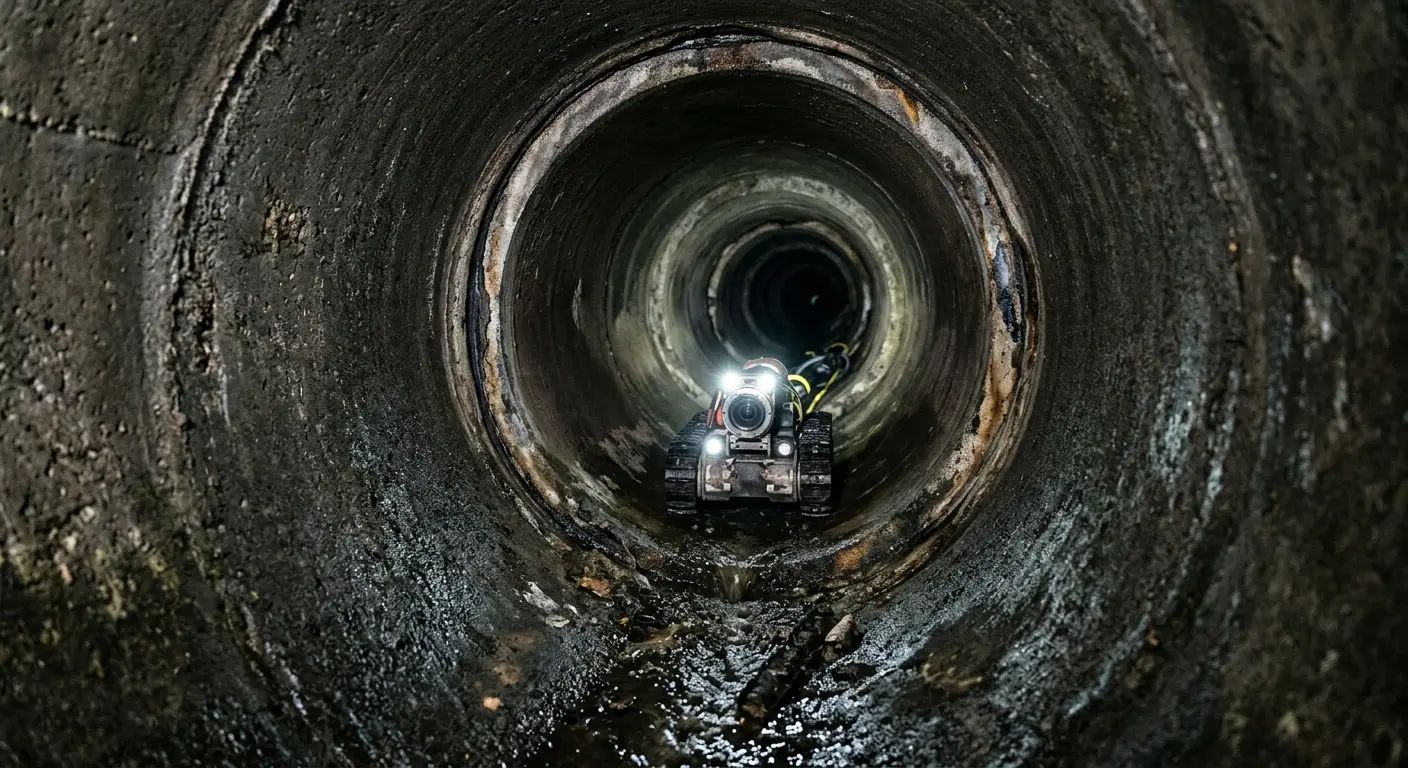Robotic sewer camera inspecting pipe interior for Drain Snake Service in Blair